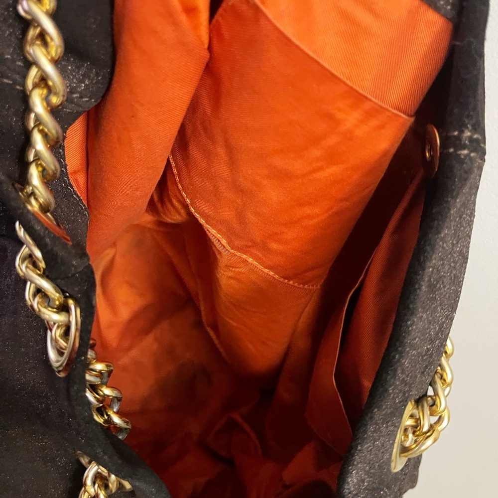 Maurizio Taiuti Brown Suede Shoulder Bag with Gold Chain Chic Classy Minimalist - Picture 12 of 13